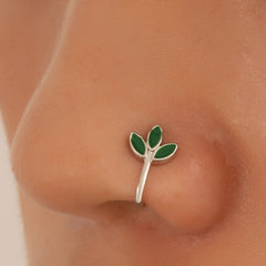 Zircon Leaf Butterfly U-Shape Nose Studs