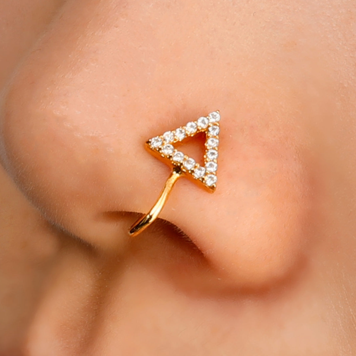 Geometric Zircon Open-Loop Nose Studs Secondary image