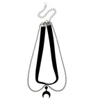 Gothic Black Velvet Crescent Pendant Necklace Black Halloween