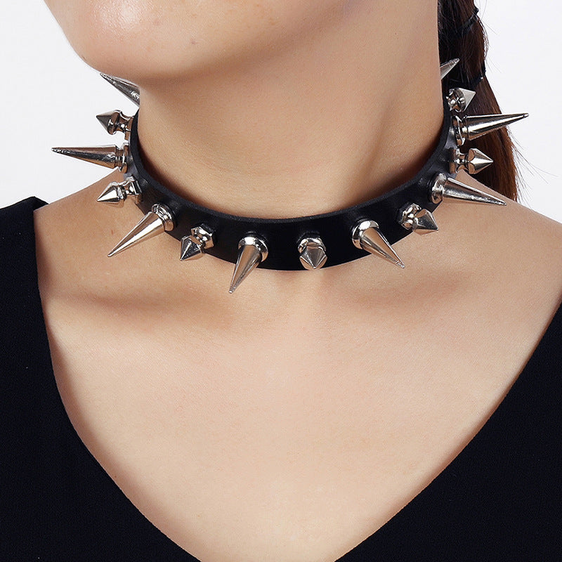 Harajuku Style Black Punk Rock Leather Necklace Halloween Main image