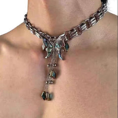 Sweet Cool Heavy Punk Butterfly Tassel Necklace Halloween