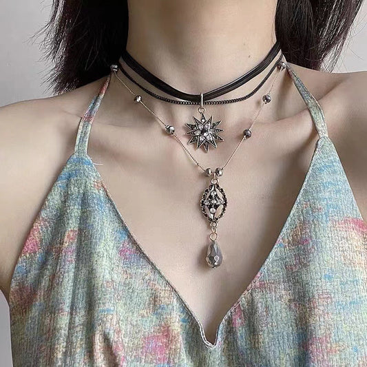 Diamond Crystal Long Chain Vintage Bohemian Necklace Halloween