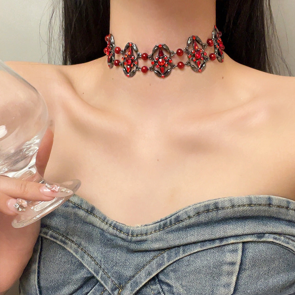Dark Gothic Red Zircon Hot Girl Vintage Unique Necklace Secondary image