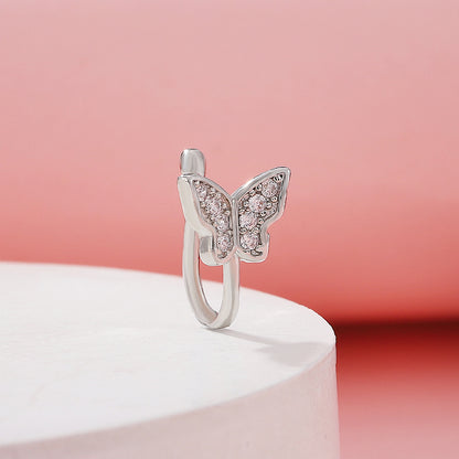 Retro Zircon Butterfly U-Shape Nose Studs