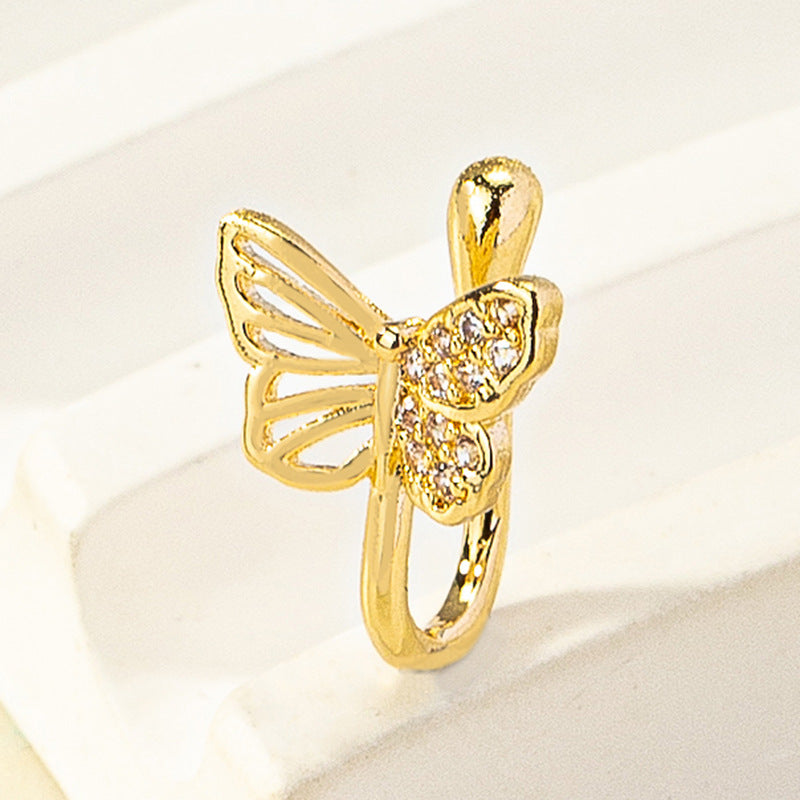 Rhinestone Butterfly Clip-On Nose Studs