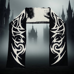 Dark Skull Stripe Reversible Jacquard Scarf