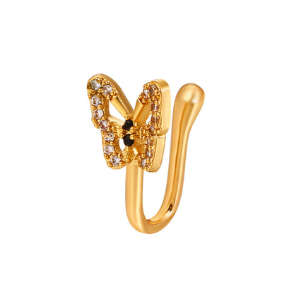 Rhinestone Butterfly U-Shape Nose Studs