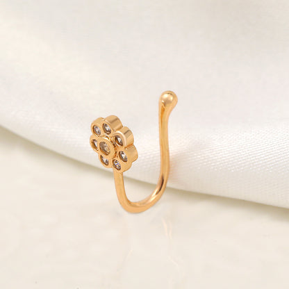 Floral Zircon U-Shape Nose Studs