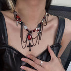 Gothic Wrapped Flower Cross Pendant Unique Necklace Halloween