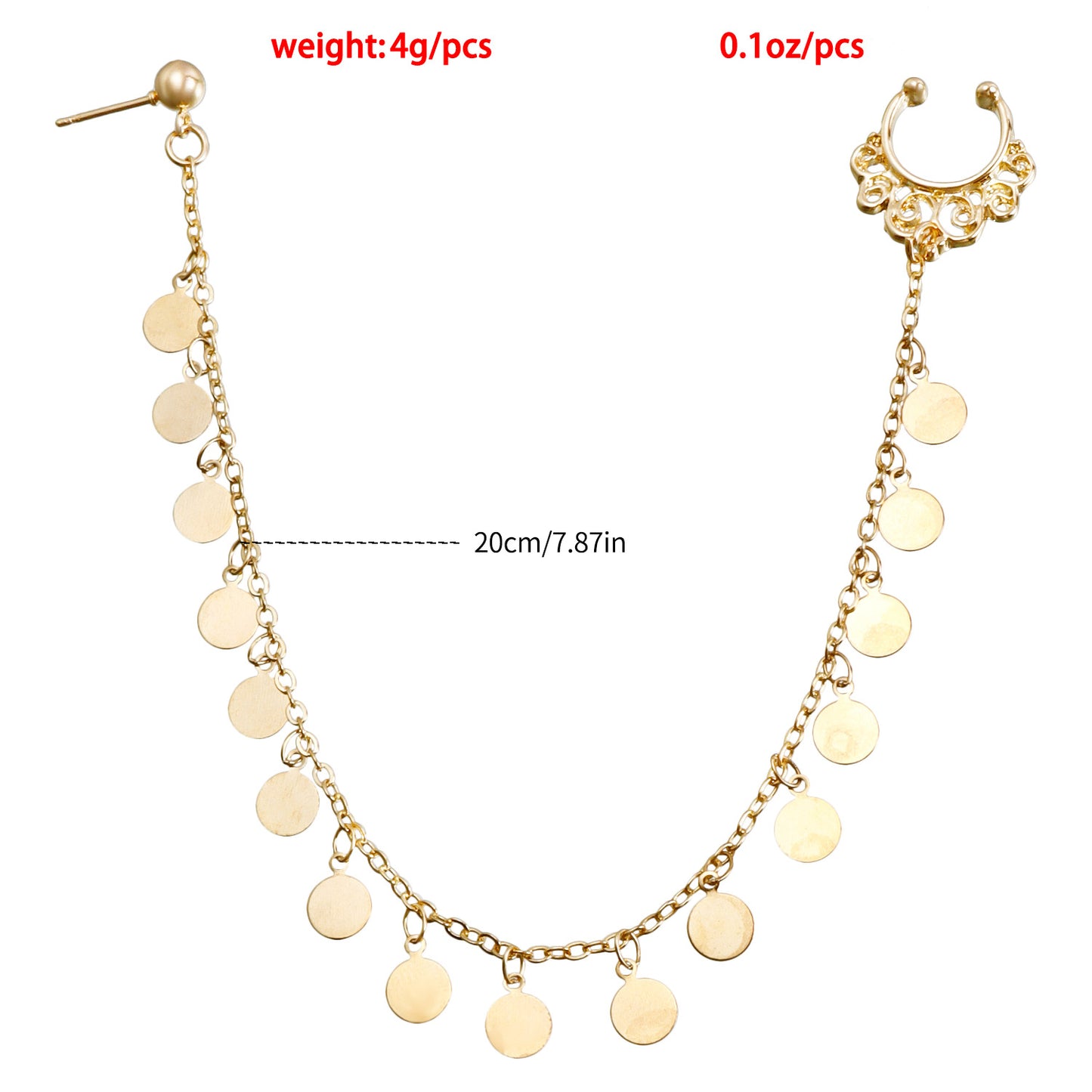 Boho Chain Tassel Nose Studs