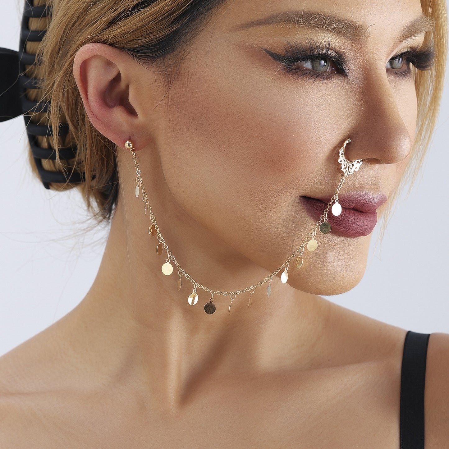 Boho Chain Tassel Nose Studs