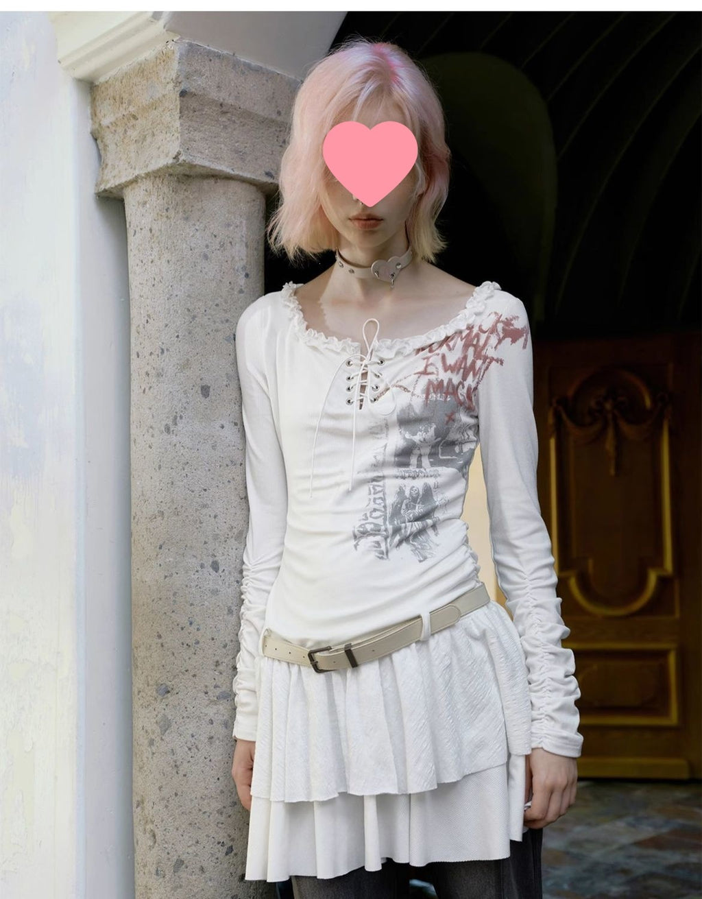 Punk Lace-Up Graphic Mini Dress