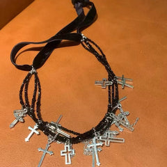 Dark Cross Versatile Summer Tassel Choker Necklace Halloween