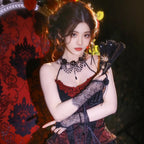 Dark Gothic Black Bead Tassel Palace Luxury Necklace Halloween