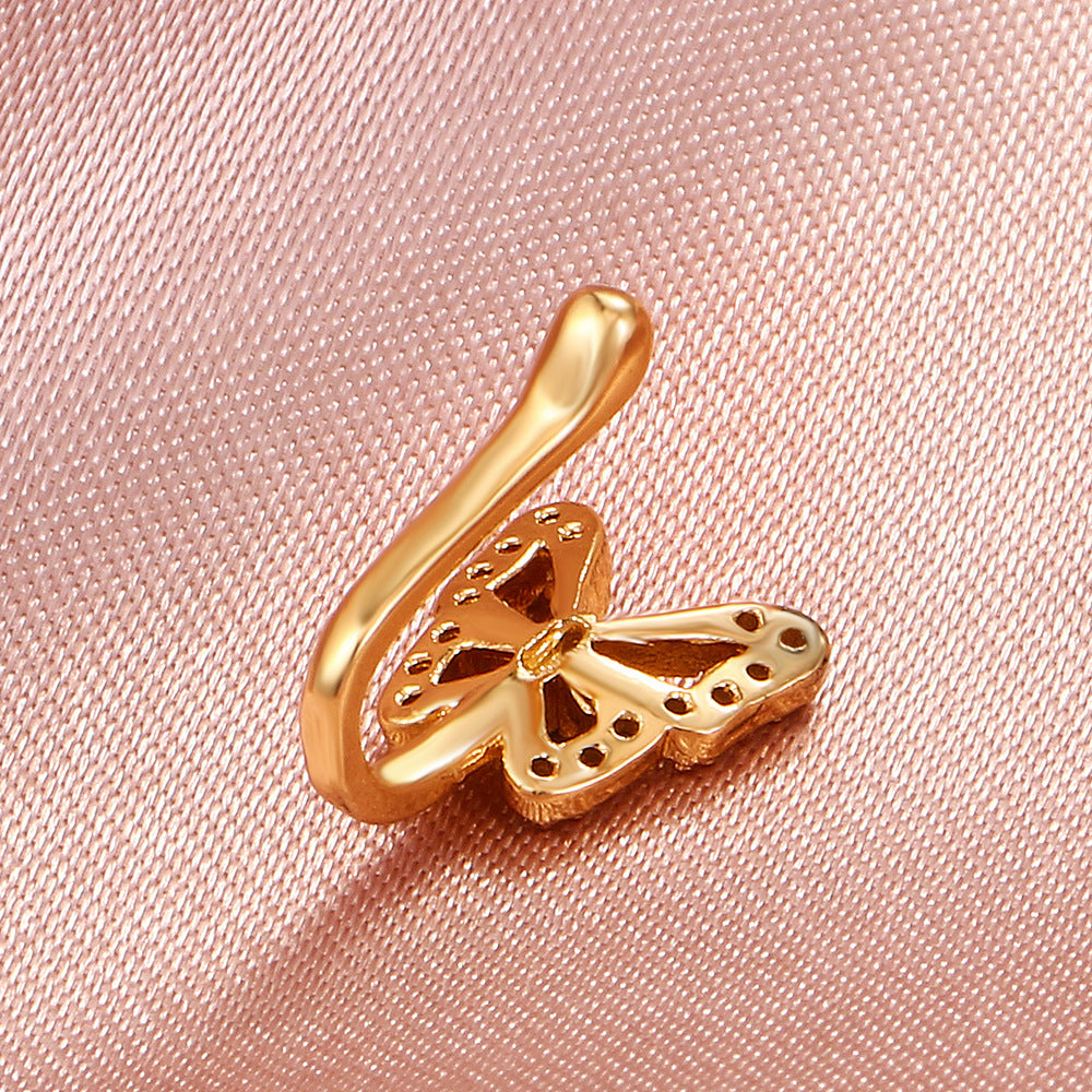 Rhinestone Butterfly Clip-On Nose Studs