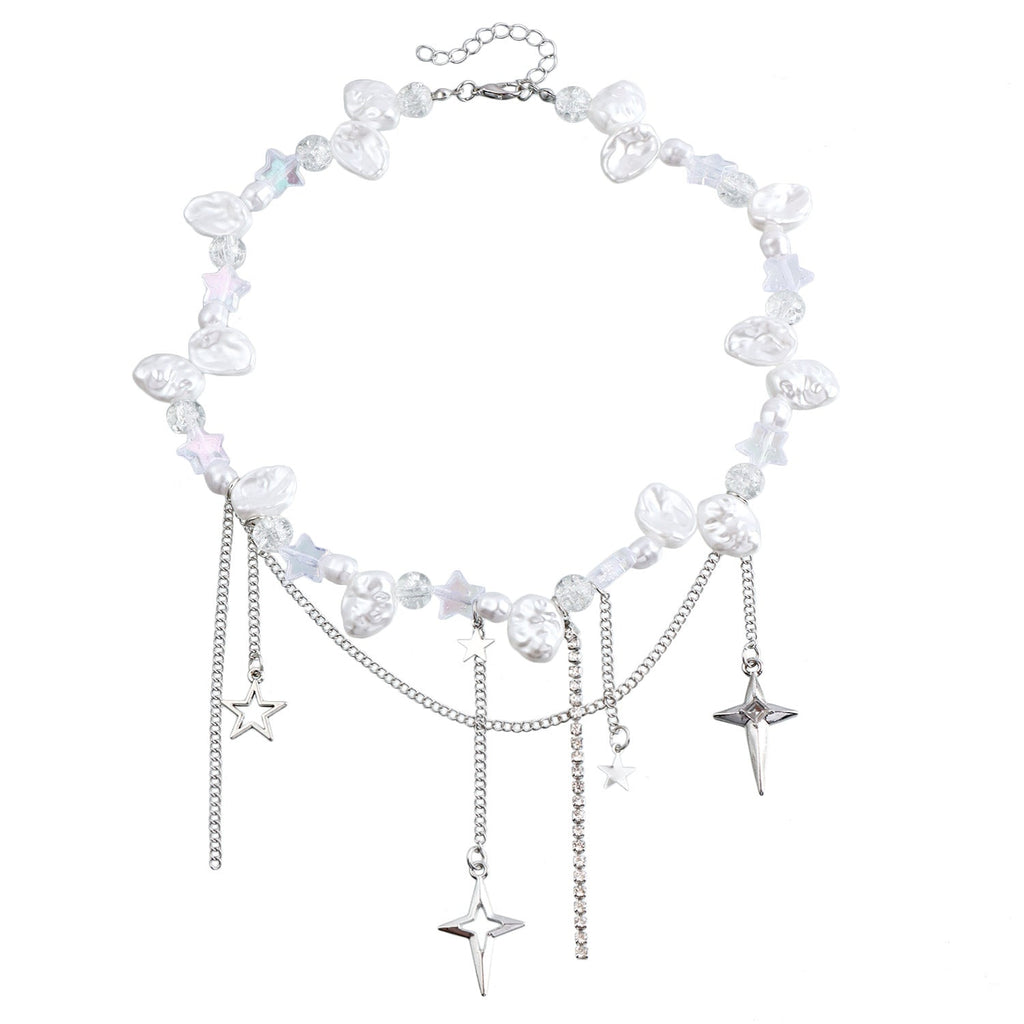 Cool Style Cross Star Diamond Necklace Steel Halloween
