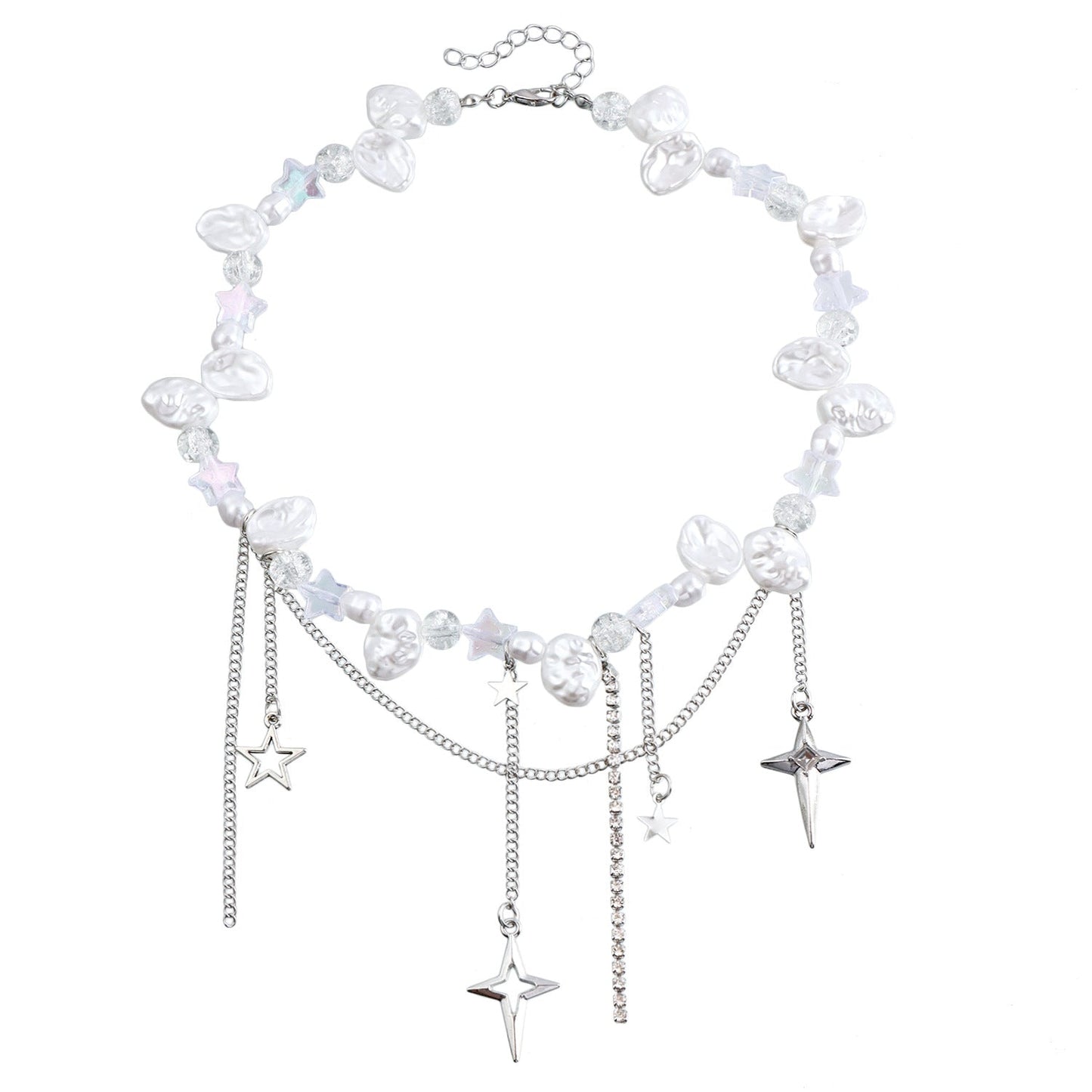 Cool Style Cross Star Diamond Necklace Steel Halloween
