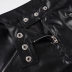 Black Low-Rise PU Leather Shorts