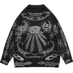 Harajuku Y2K Skull V-Neck Knit Sweater