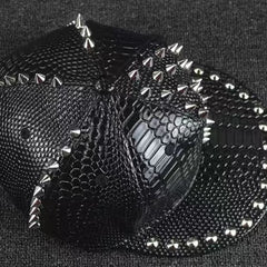 Punk Rivet Crocodile Print  Hat
