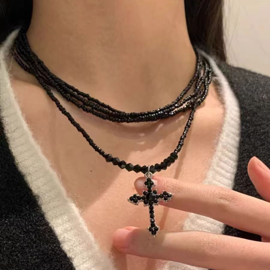 Dark Princess Cross Layered Sweet Cool Punk Beaded Personality Necklace Secondary image