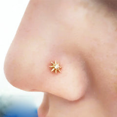 S925 Silver Star Floral Nose Studs