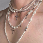Dark Minimalist Gothic Cross Choker Necklace