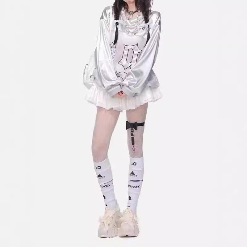 Punk Embroidery Lace Up Long Sleeve T-shirt Secondary image