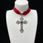 Gothic Blood Drop Tassel Exaggerated Punk Dark Cross Necklace Red Halloween