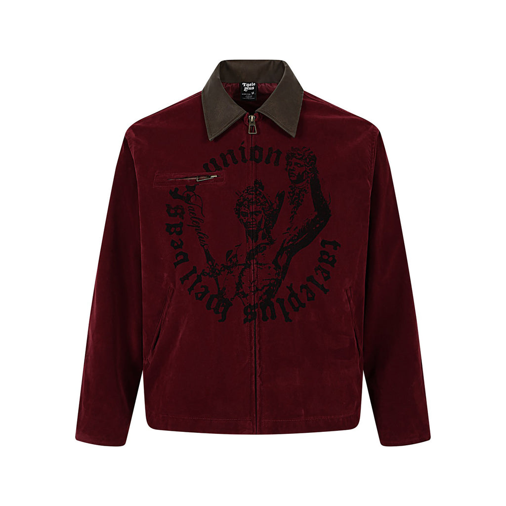 Printed Suede-Look Panel Jacket
