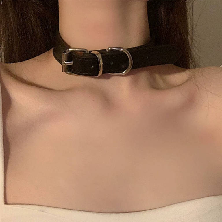 Choker Design Leather Neck Gothic Punk Cool Necklace Black Halloween