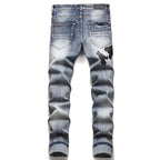 Punk Printed Stretch Slim Men's Denim Pants