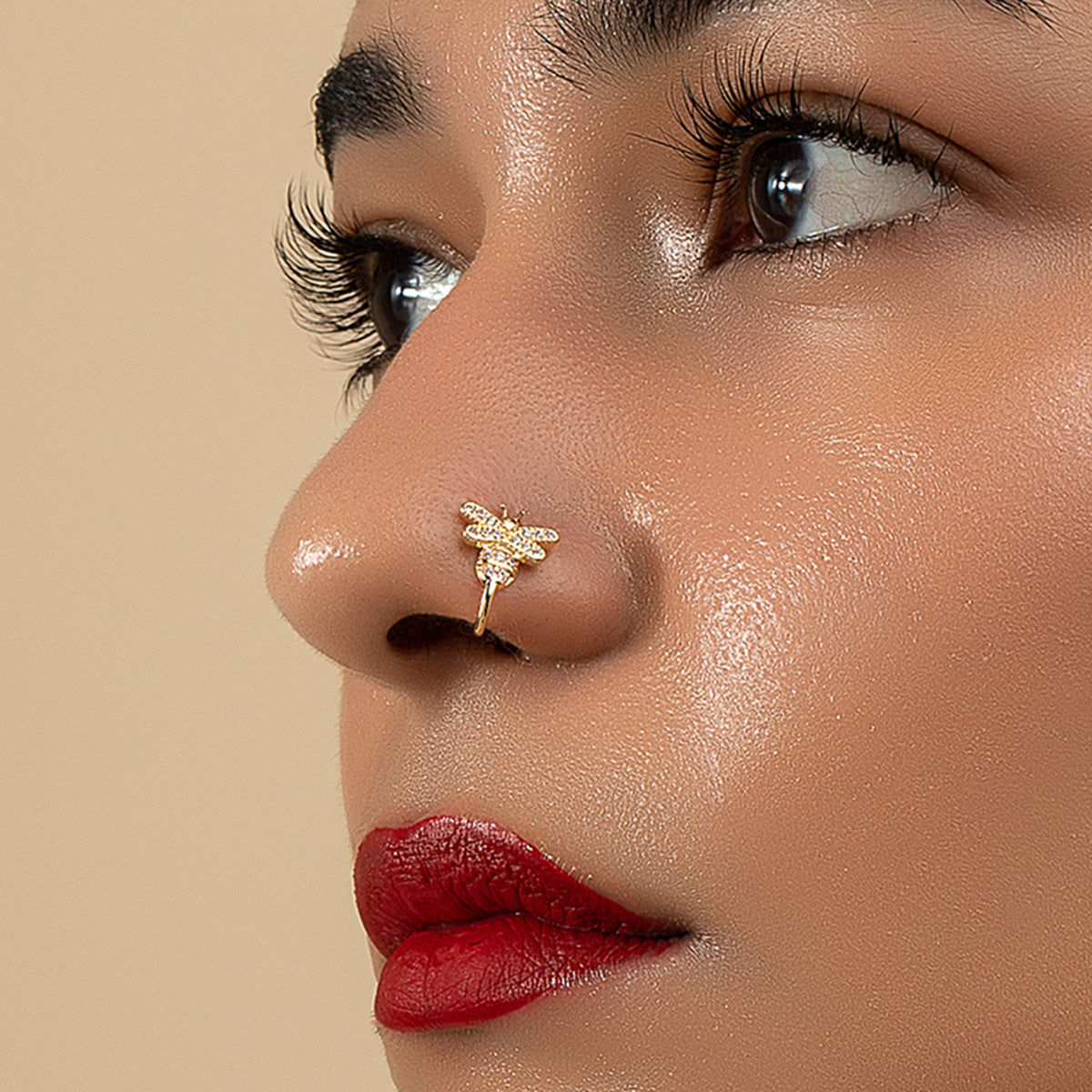 Rhinestone Butterfly Clip-On Nose Studs Main image