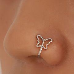 Zircon Leaf Butterfly U-Shape Nose Studs