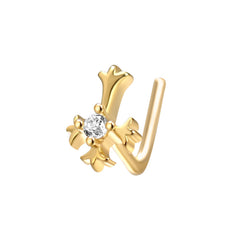 S925 Silver Zircon L-Bar Nose Studs