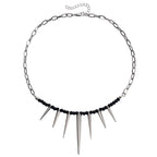 Punk Chain Black Pearl Studded Necklace White Halloween