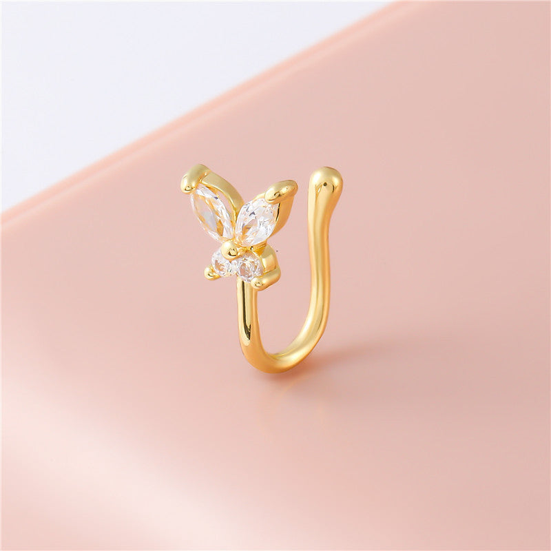 Vintage Zircon Butterfly U-Shape Nose Studs Secondary image