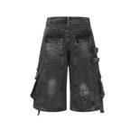 Multi-Pocket Denim Bermuda Shorts