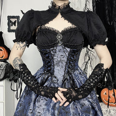 Two-Tone Jacquard Slim-Fit Sexy Halloween Crop Top