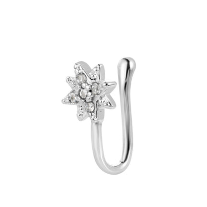 Zircon Leaf Heart U-Shape Nose Studs