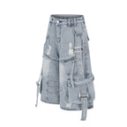 Multi-Pocket Denim Bermuda Shorts