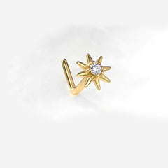 S925 Silver Star Floral Nose Studs