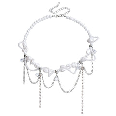 Sweet Cool Irregular Faux Pearl Necklace Steel Halloween
