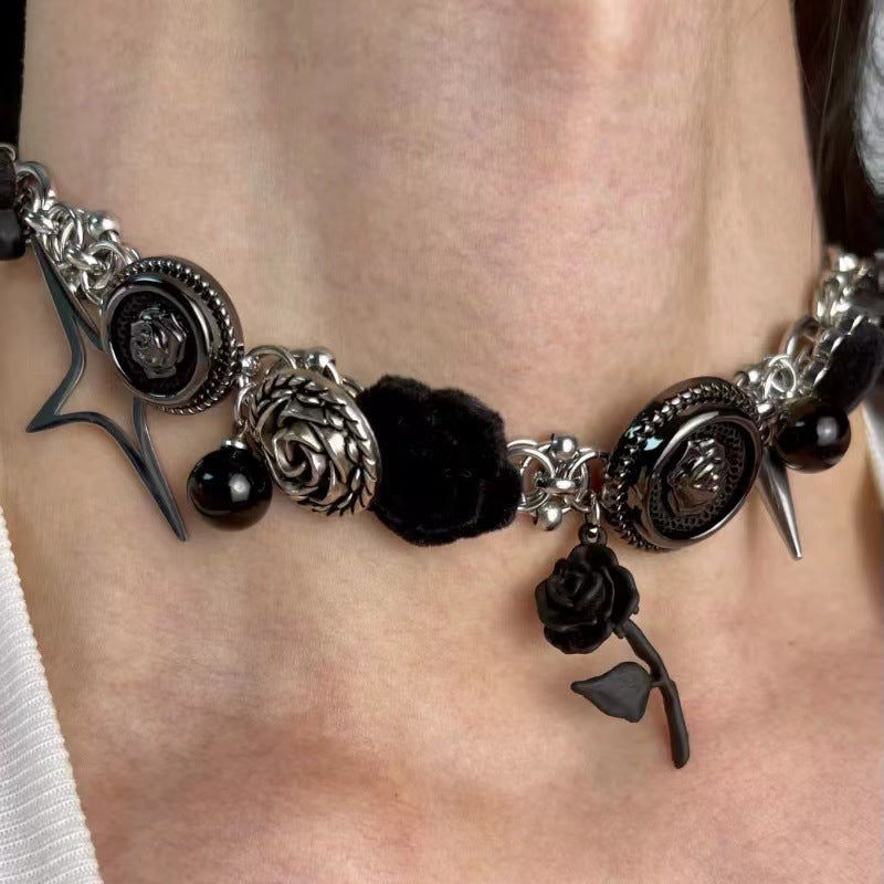 Original Thorn Rose Chinese Velvet Steel Punk Necklace Halloween Main image