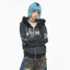 GothicPunkBlack and Grey Striped Cropped Hoodie