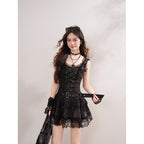 Black Gothic Lace Mini Dress