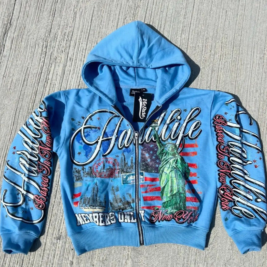 Gothic Punk Print Vintage Zip-up Hoodie Main image