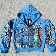 Gothic Punk Print Vintage Zip-up Hoodie
