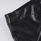 Black Low-Rise PU Leather Shorts