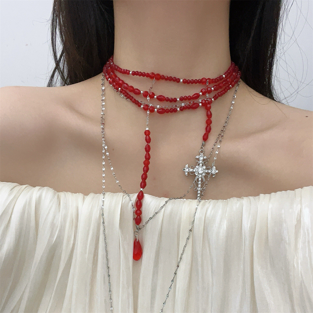 Vampire Gothic Punk Tassel Blood Drop Water Drop Cool Necklace Secondary image